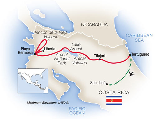 Costa Rica Tour map